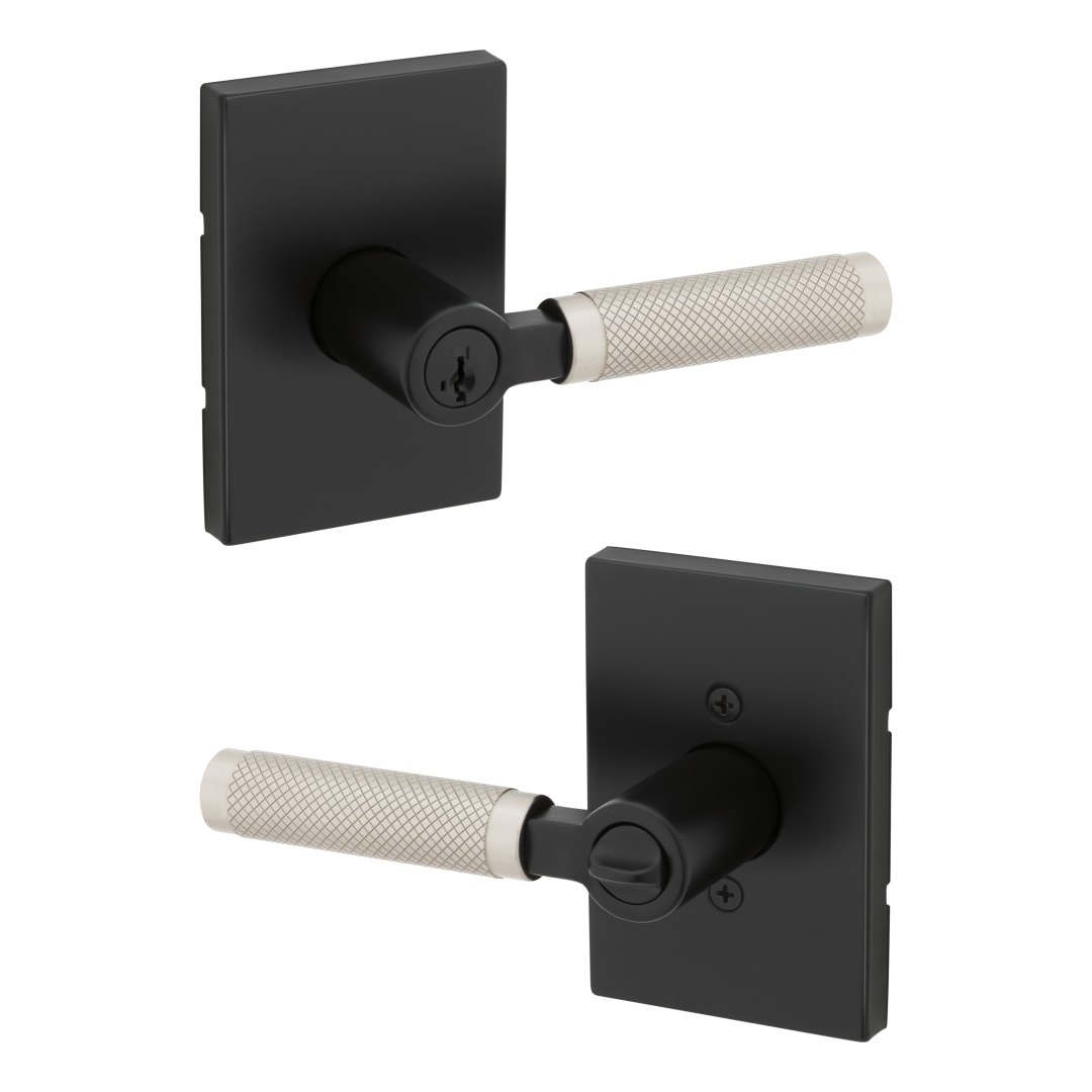 Weiser Prava Keyed Entry Door Lever, featuring SmartKey Security in Matte Black/Satin Nickel
