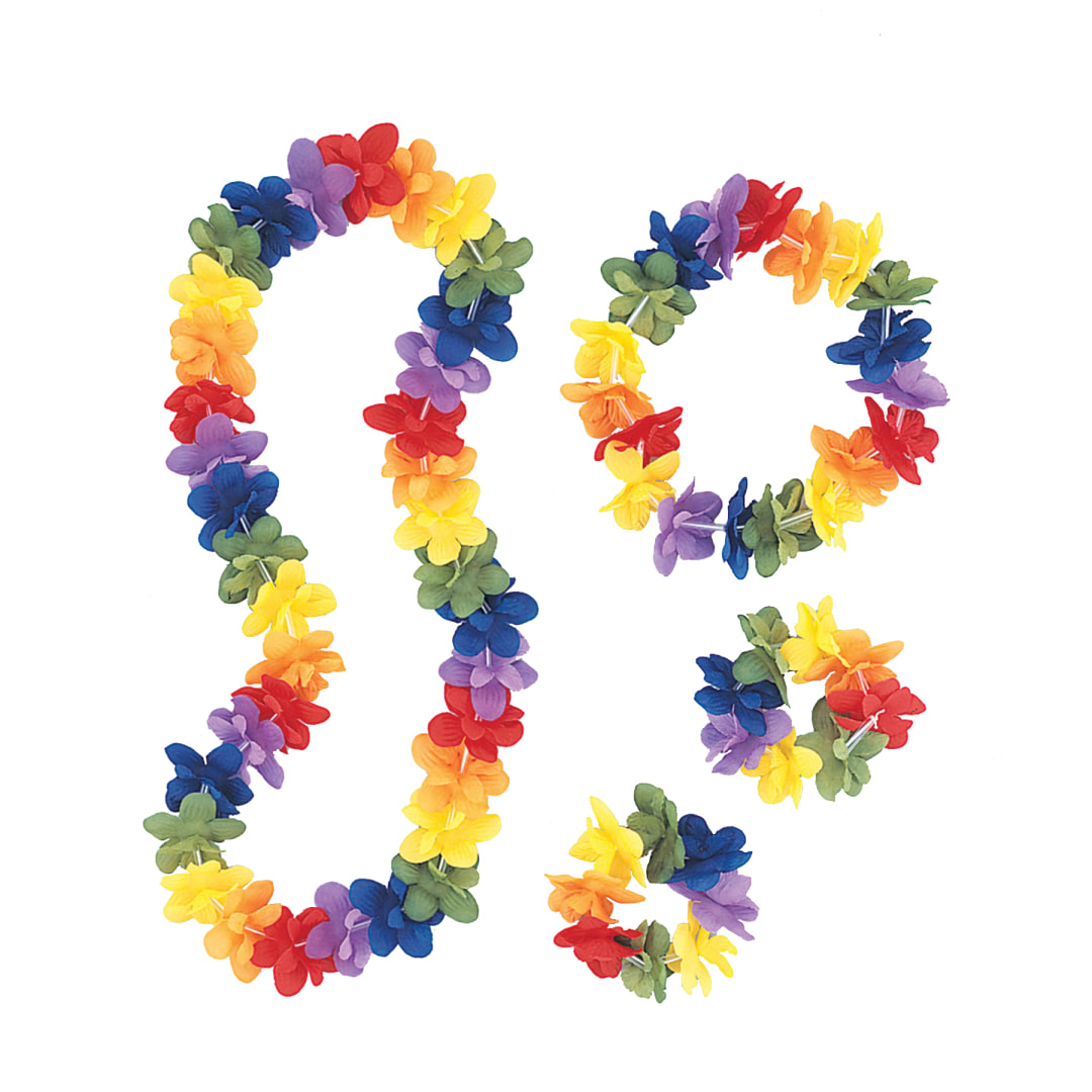 Rainbow Flower Lei Assortment, 4pc