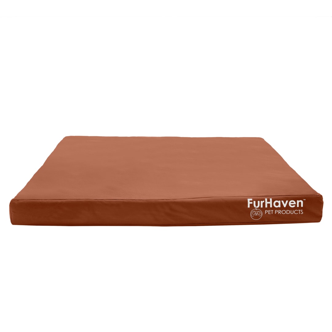 FurHaven Coated Oxford Indoor/Outdoor Deluxe Orthopedic Mattress Pet Bed, Chestnut, Jumbo