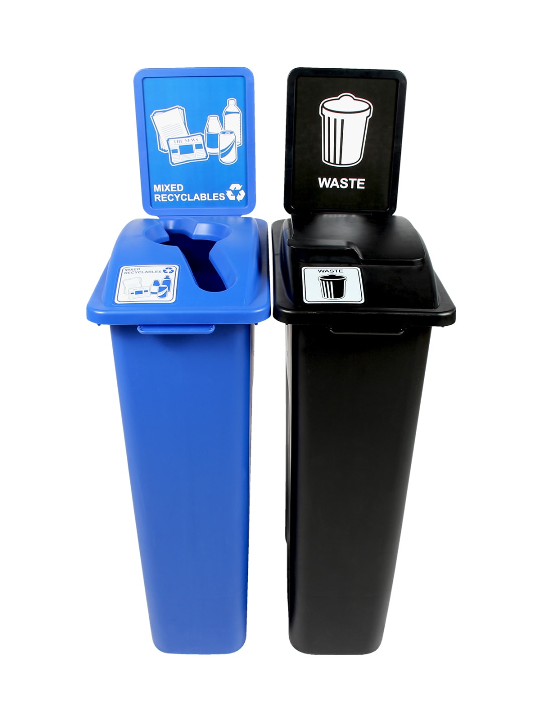  WASTE WATCHER - Double - Kit - Mixed Recyclables-Waste - Mixed-Solid Lift - Blue-Black