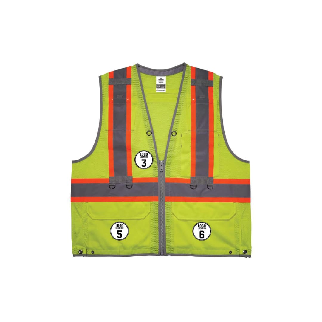 GloWear 8231TV Hi-Vis Tool Tethering Safety Vest - Type R, Class 2, Zipper, Dual Certified