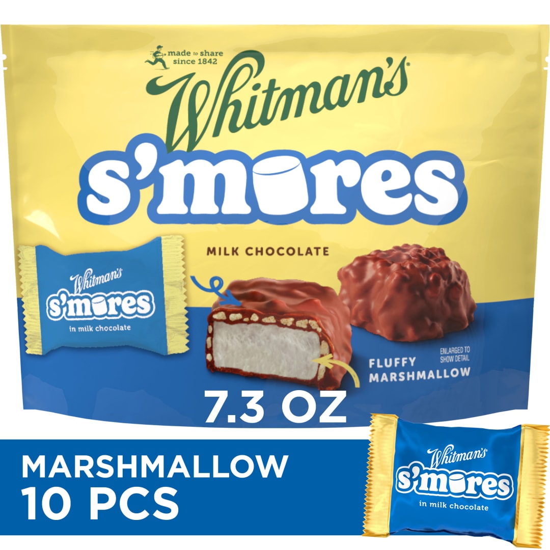 WHITMAN'S S'Mores Milk Chocolate Candy Classic Marshmallow, Bag 7.3 oz.
