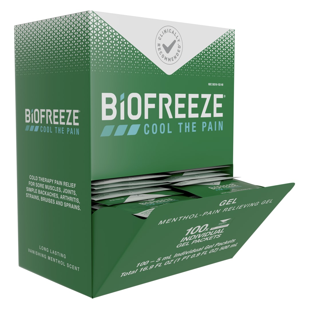 Biofreeze On-the-Go Pain Relief Gel, 5 mL Packets, 100 Count, Green
