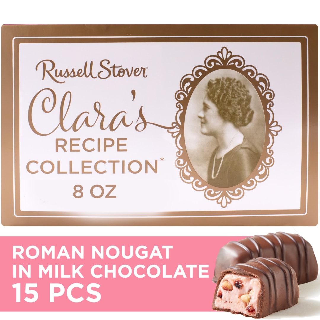 RUSSELL STOVER 'Clara's Recipe Collection' Milk Chocolate Roman Nougat Candy Gift Box, 8 oz.