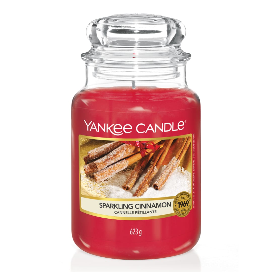 Yankee Candle Vela aromática en tarro grande de Sparkling Cinnamon Place | Velas de larga duración: hasta 150 h | Regalos perfectos para mujeres