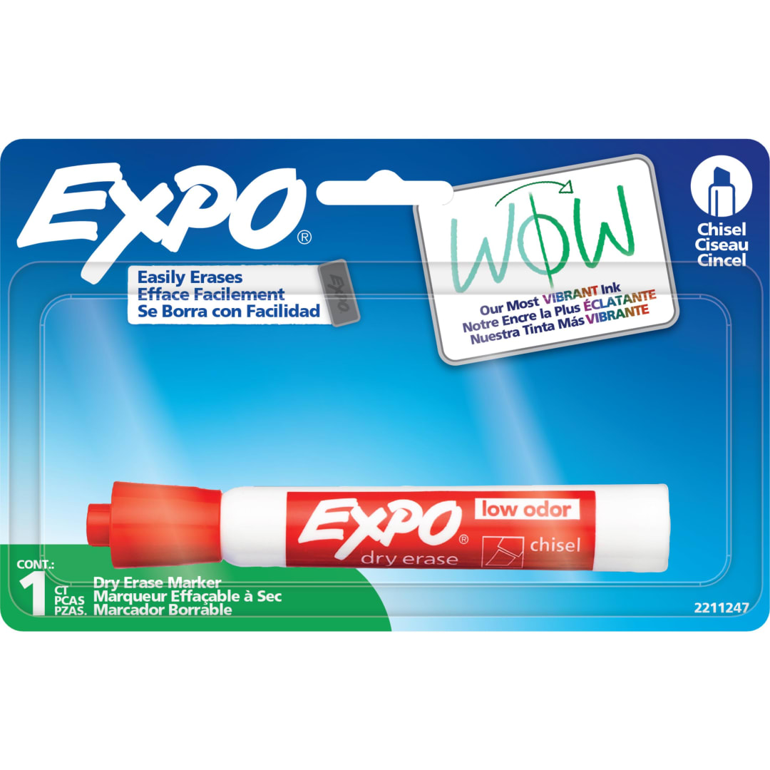 EXPO Dry Erase Markers, Low Odor Ink, Black, Chisel Tip, 2 Count