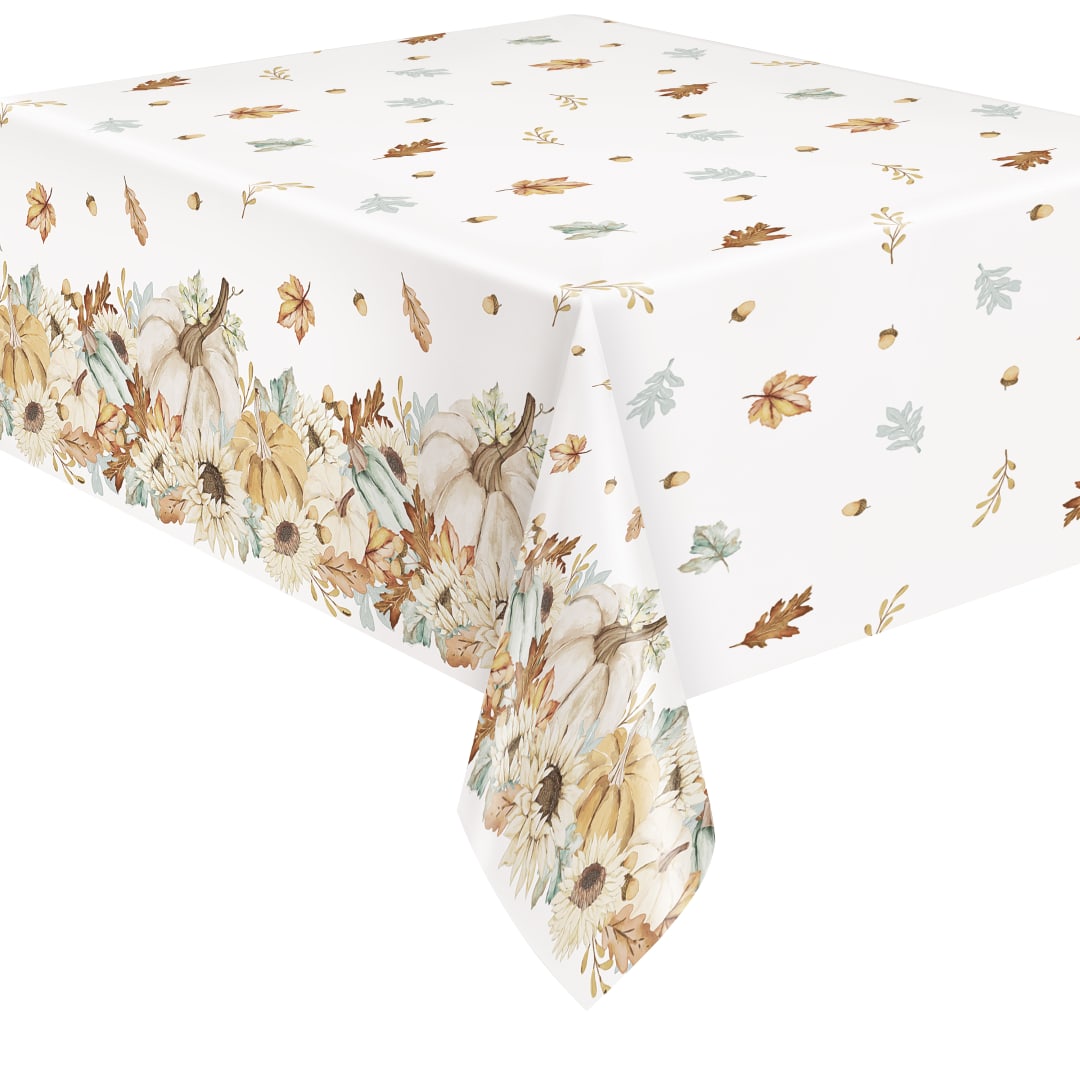 Family Thanksgiving Rectangular Plastic Table Cover, 54" x 84"