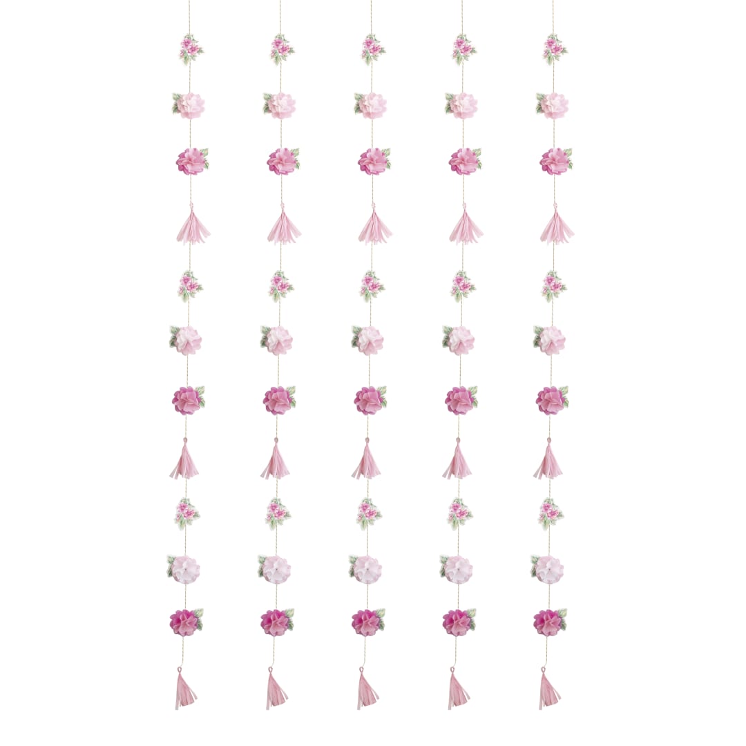 Golden Garden Party Tissue Flower and Tassel Garland Photo Backdrop