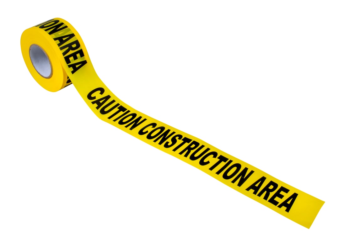 Barricade Tape-CAUTION CONSTRUCTION AREA 1000'x3"x2Mil