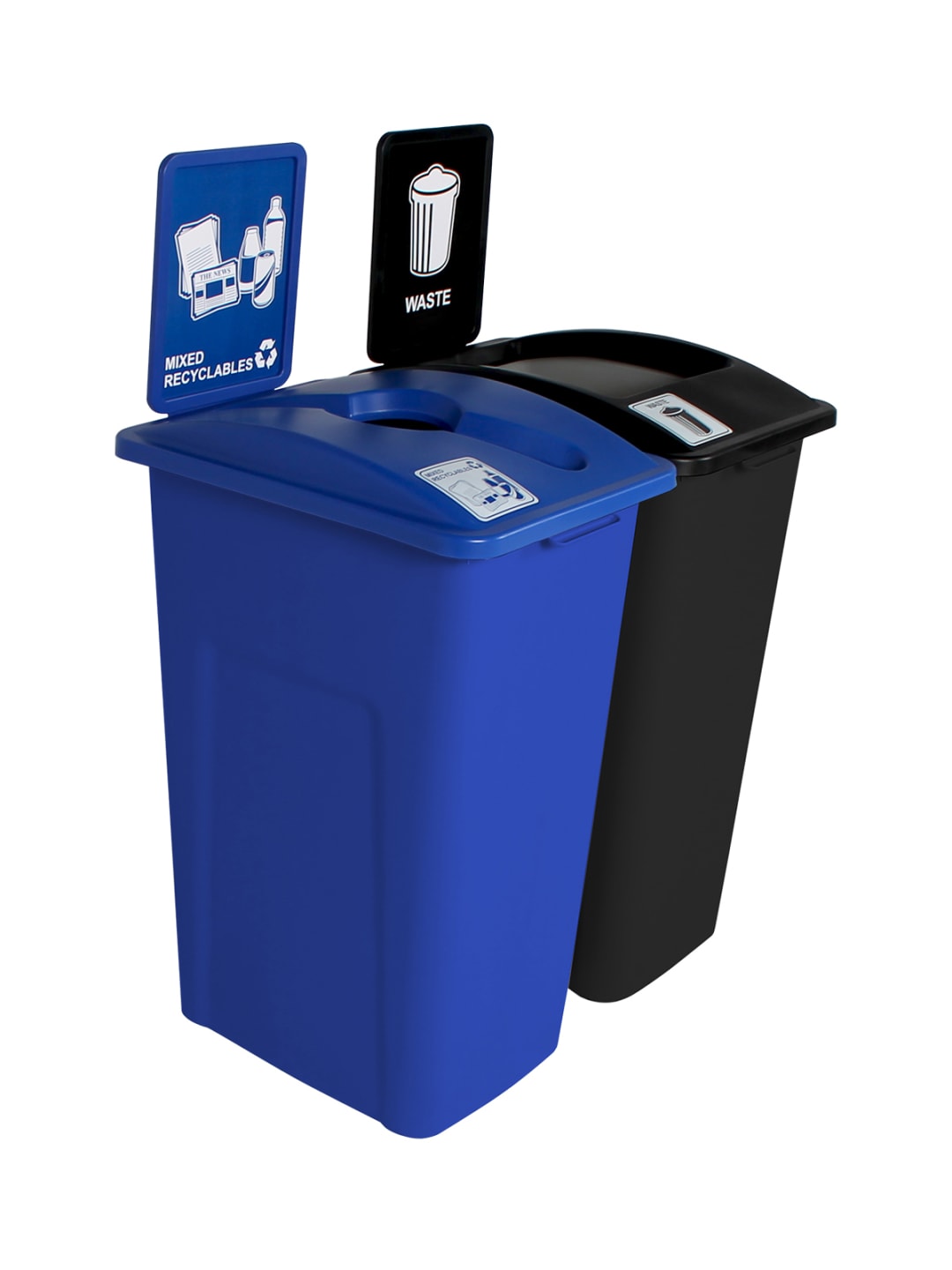 WASTE WATCHER - Double - Kit - Mixed Recyclables-Waste - Mixed-Full - Blue-Black