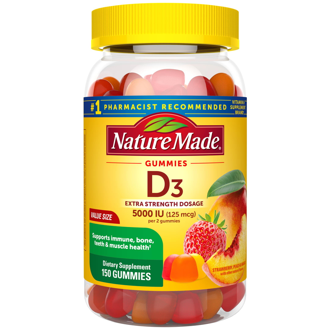 Nature Made Extra Strength Dosage Vitamin D3 Gummies 5000 IU (125 mcg) per Serving, 150 Count