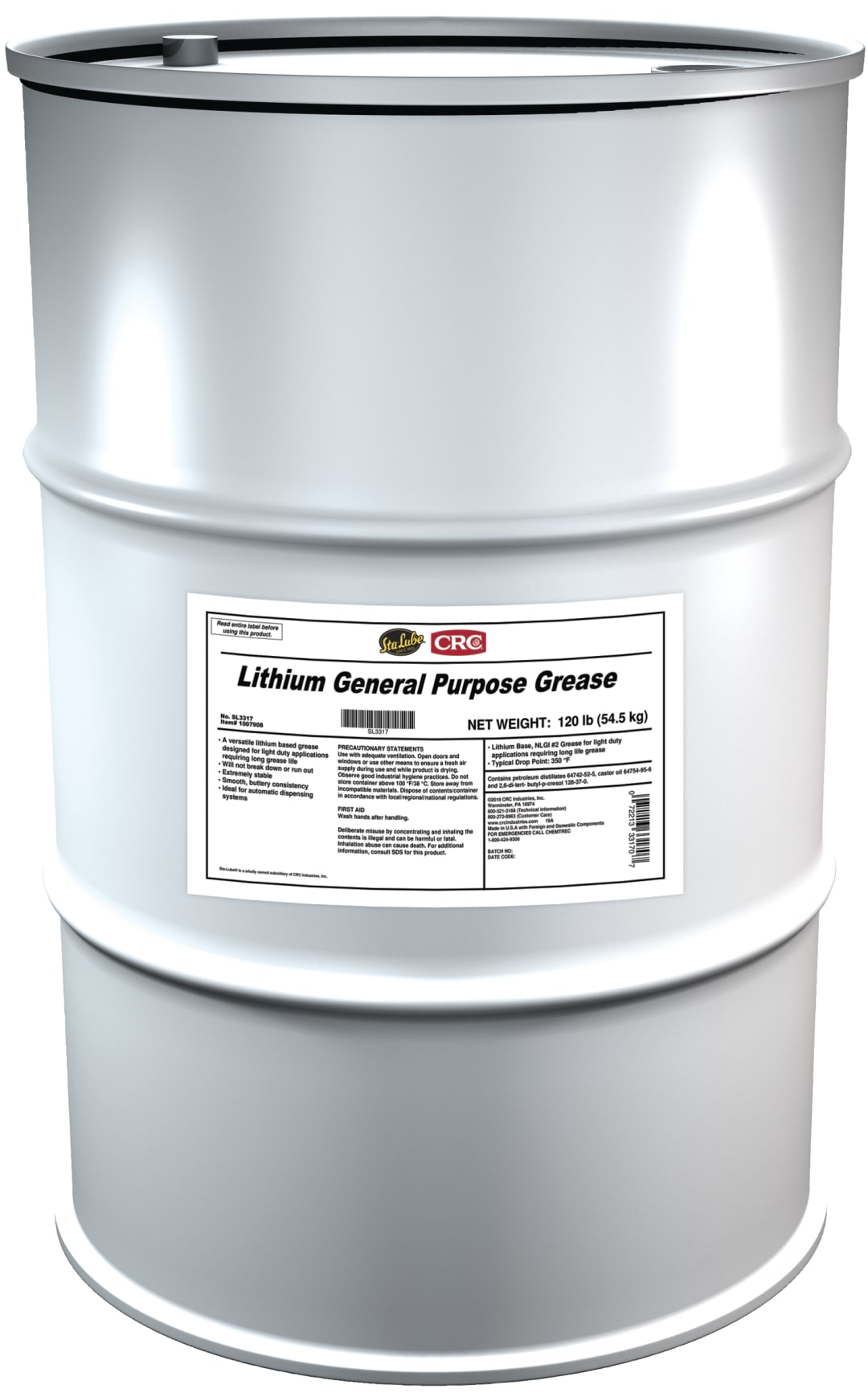 Sta-Lube Lithium General Purpose Grease 1X120LBS