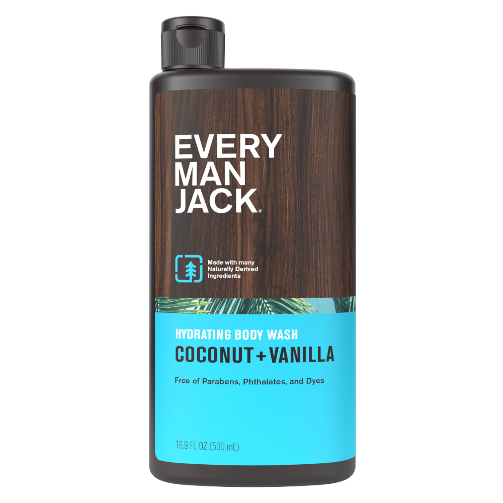 Every Man Jack Coconut + Vanilla Hydrating Body Wash for Men, Naturally Derived, 16.9 fl. oz