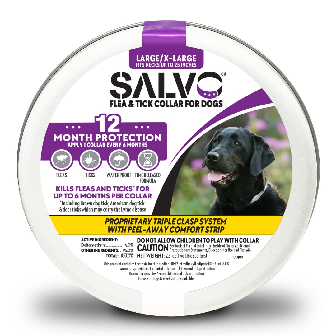 SALVO Flea and Tick Collar for Dogs - Pack of 2 for 12 Months of Protection - Flea and Tick Prevention for Dogs (Large)