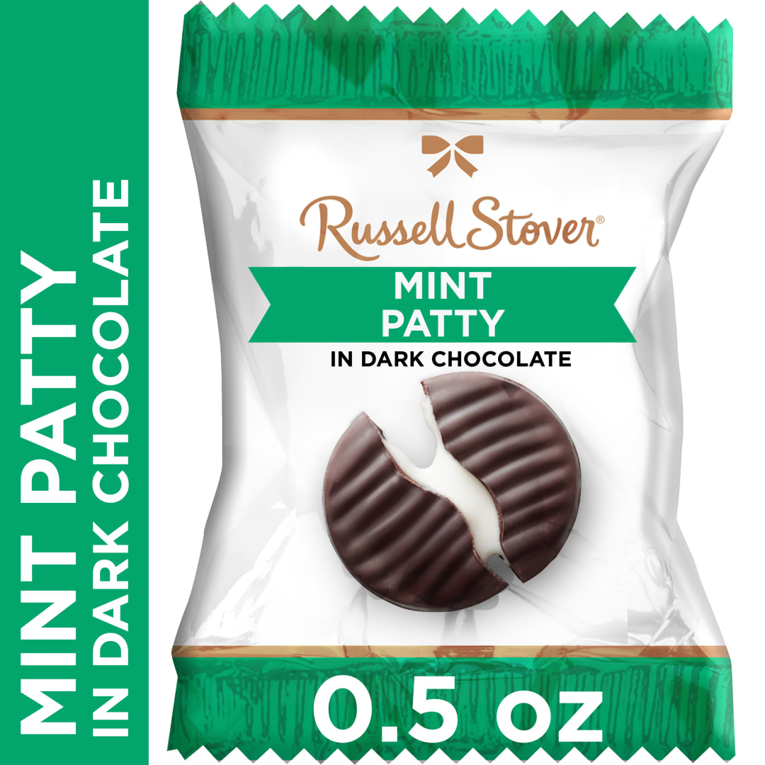 RUSSELL STOVER Dark Chocolate Mint Patty Candy, 0.5 oz.