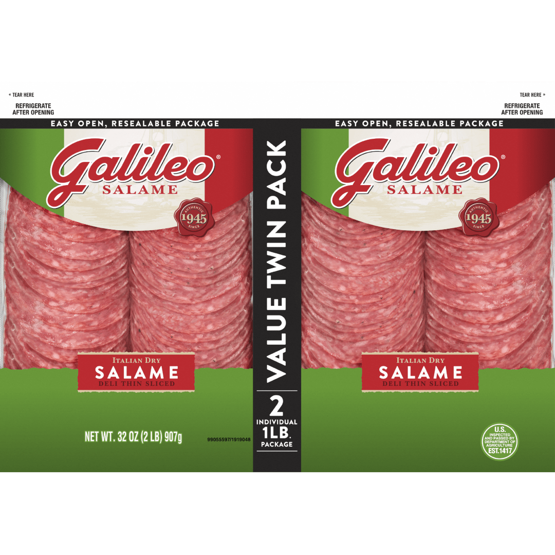 Galileo® Deli Thin Sliced Italian Dry Salami, 32 oz. Twin Pack