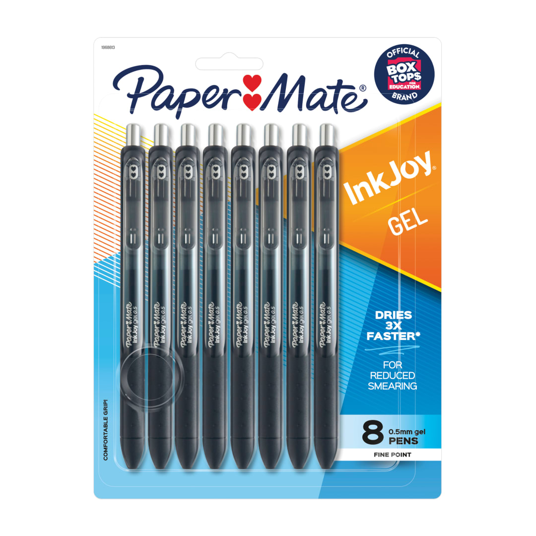 Paper Mate® InkJoy® Gel Pens, Fine Point, Black, 8 Pack