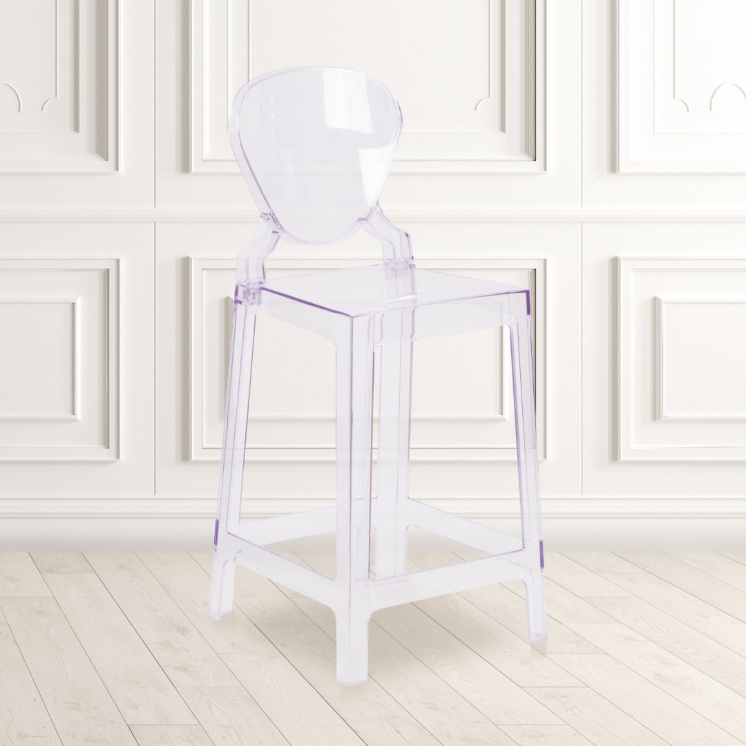 McKenna 4 Pk. Ghost Counter Stool with Tear Back in Transparent Crystal