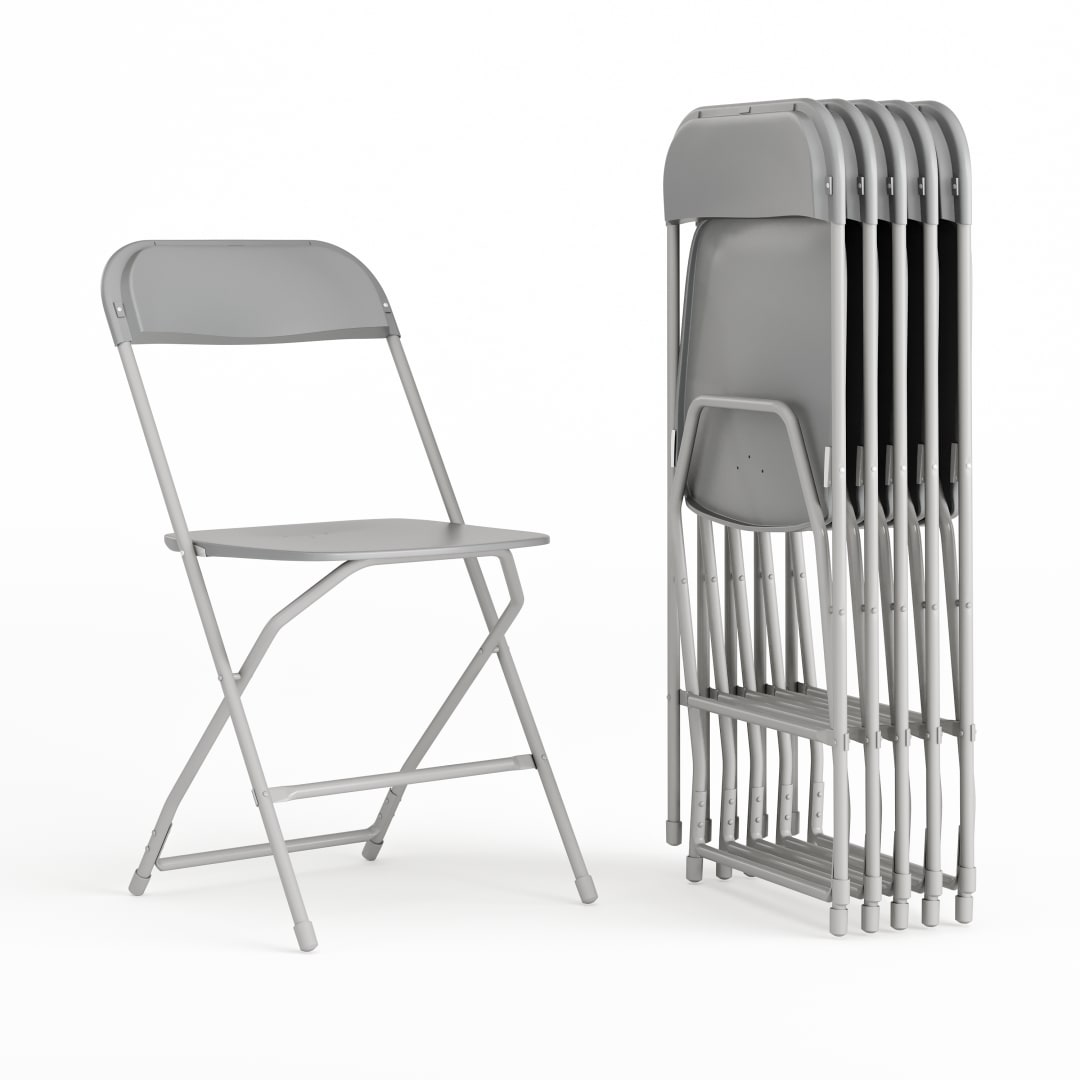 Hercules Series Plastic Folding Chair Grey - 6 Pack 650LB Weight Capacity Comfortable Event Chair-Lightweight Folding Chair