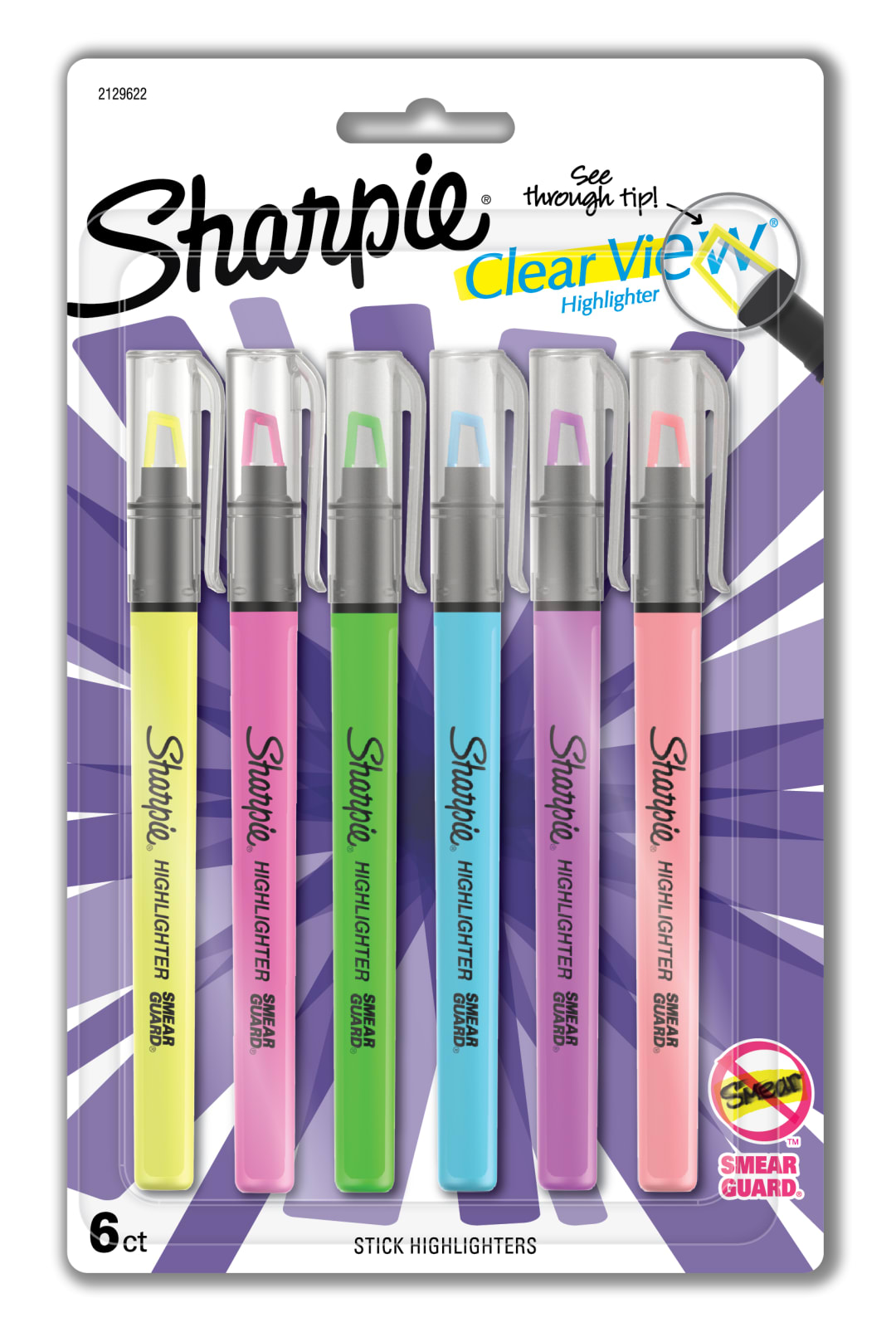 SHARPIE CLEARVIEW HL STICK 6CT ASST