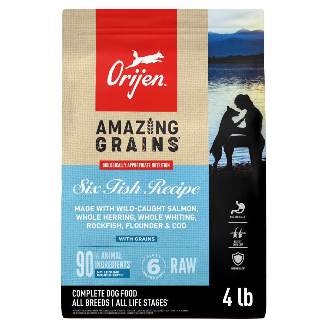 ORIJEN Amazing Grains High Protein Dry Dog Food Six Fish Recipe