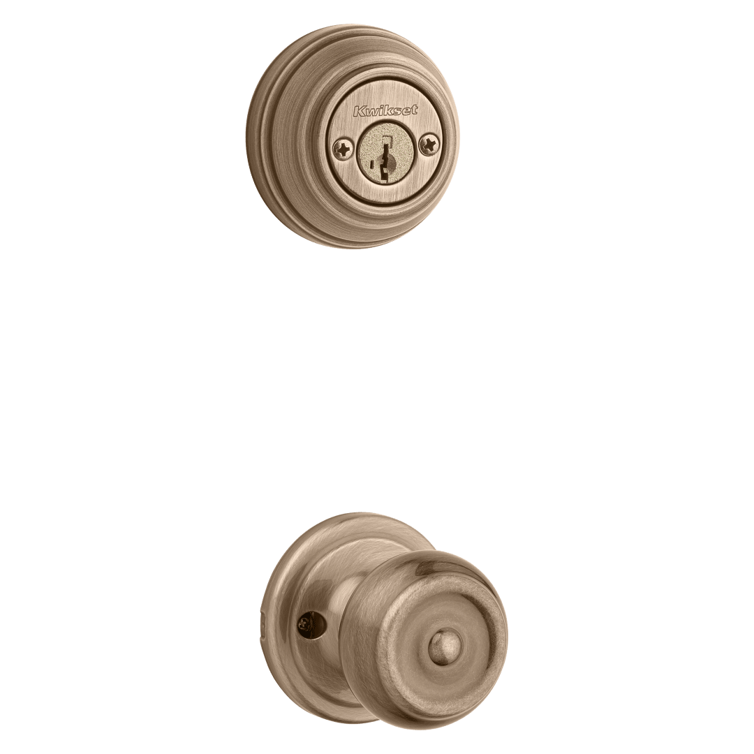 966 Double Cylinder Interior Pack w/Phoenix Knob featuring SmartKey Security™ for Signature Series Handlesets in Antique Brass