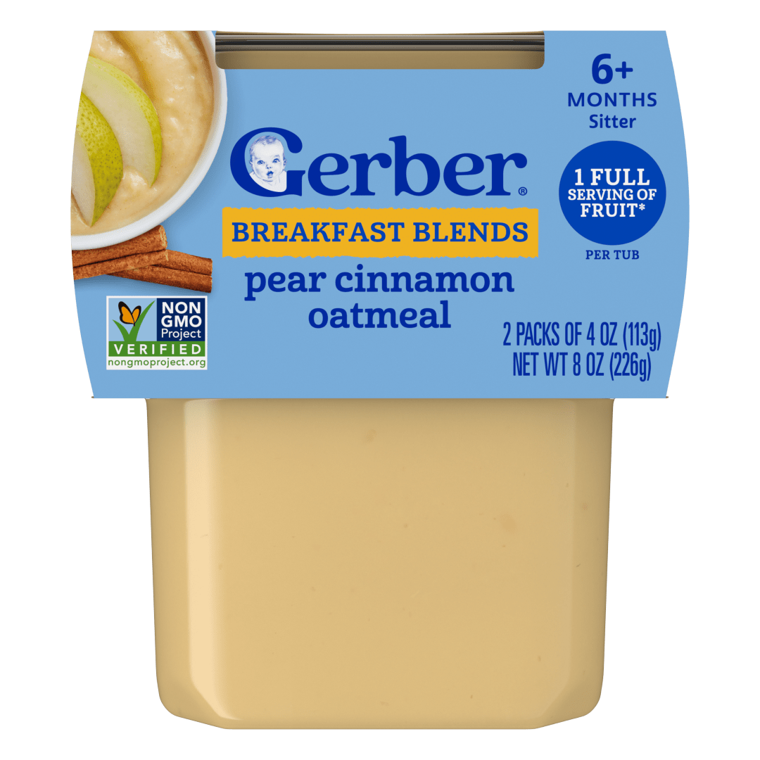 Gerber Stage 2 Baby Food, Pear Cinnamon Oatmeal Cereal Tubs, Baby Oatmeal, 2PK