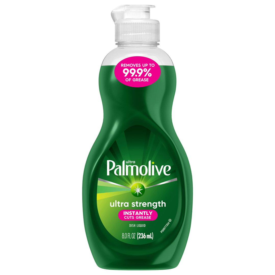 Palmolive Ultra Strength Liquid Dish Soap, Cuts Grease and Grime, No Soaking Needed, Powerful on Plastics, Dishwashing Liquid, 8 fl oz Bottle