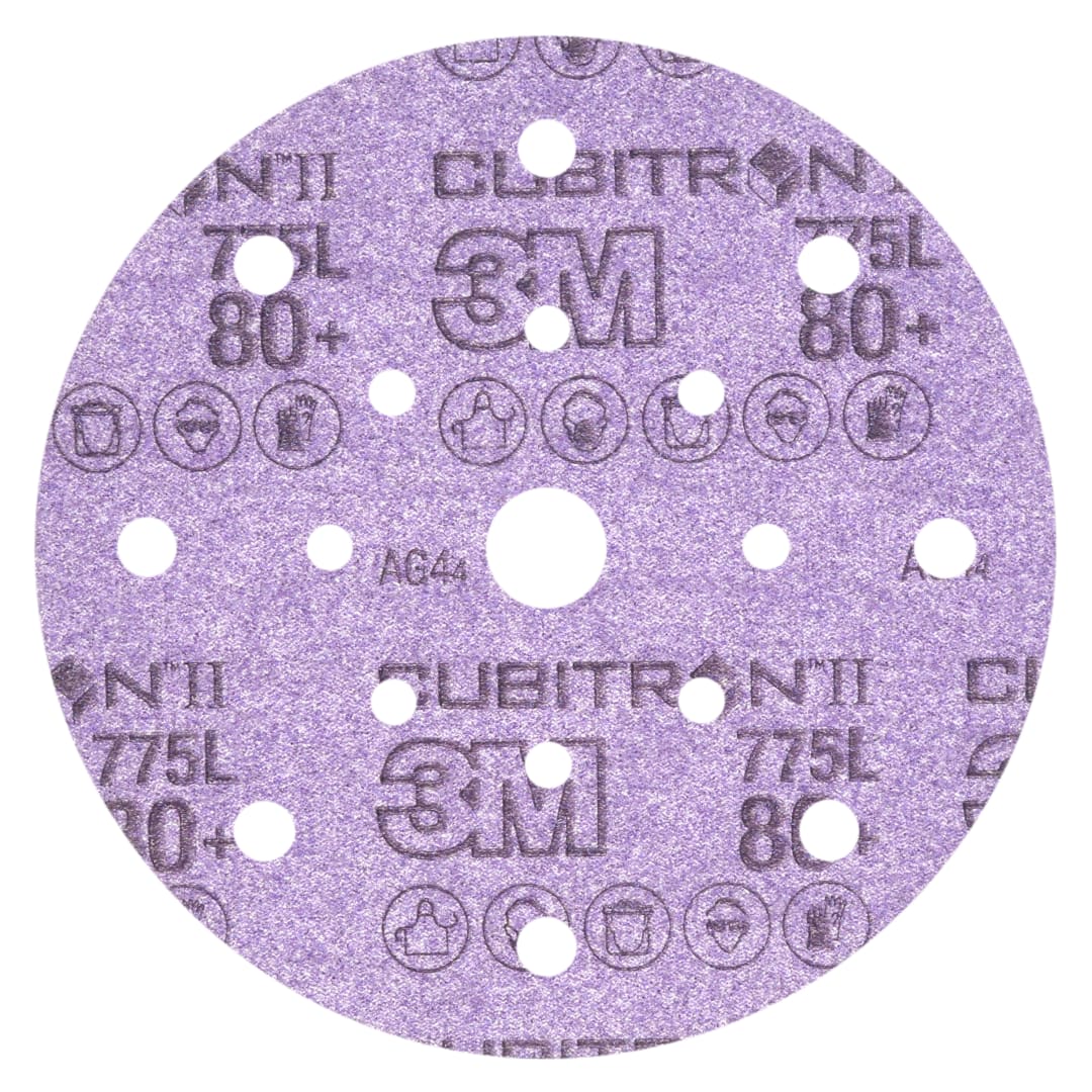 3M™ Cubitron™ II Hookit™ 775L Film Disk, 80+ 3MIL, 152.4 mm x NH, 17HL, Die 600FL, 50/Carton, 250 ea/Case