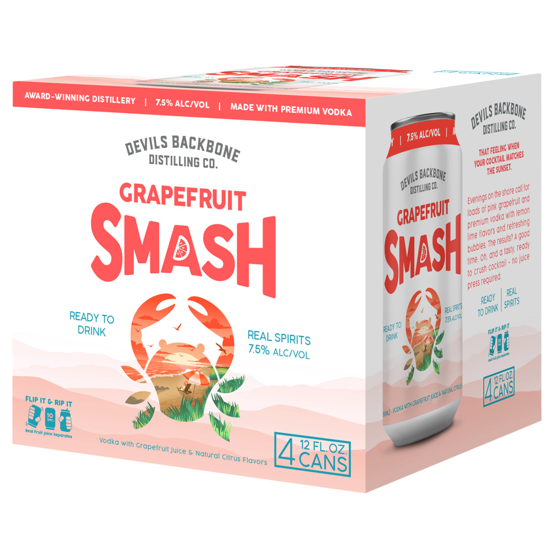 Devils Backbone Distilling Company Grapefruit Smash 7.5%, 4PK 12oz Can