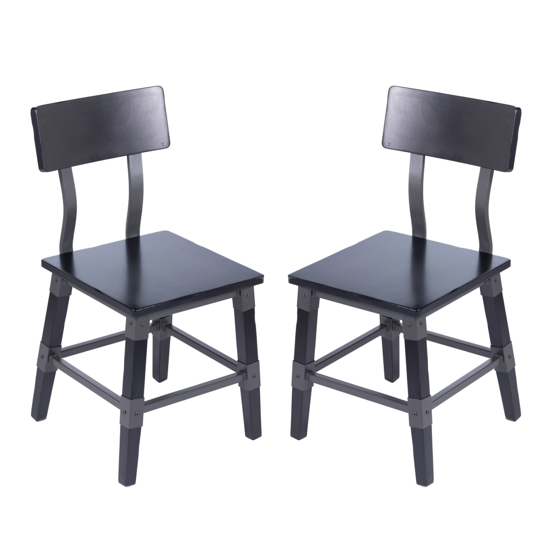 Jackson 2 Pack Commercial Grade Rustic Black Industrial Wood Dining Chair
