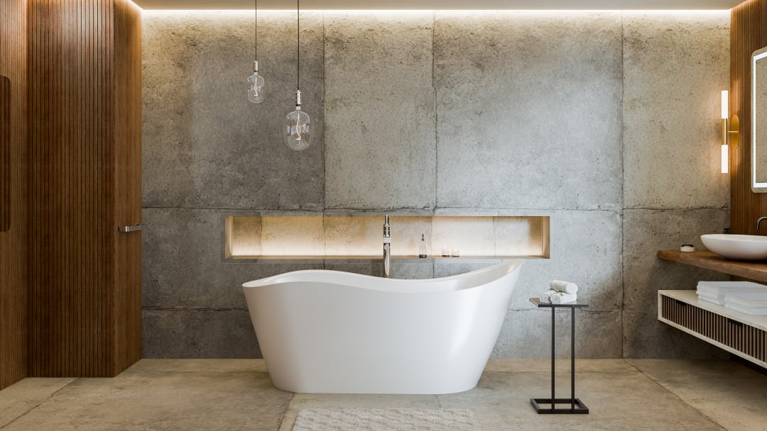 DreamLine Mirage 65 3/8 in. L x 28 in. W x 29 in. H Acrylic Freestanding Slipper Tub, Brushed Nickel