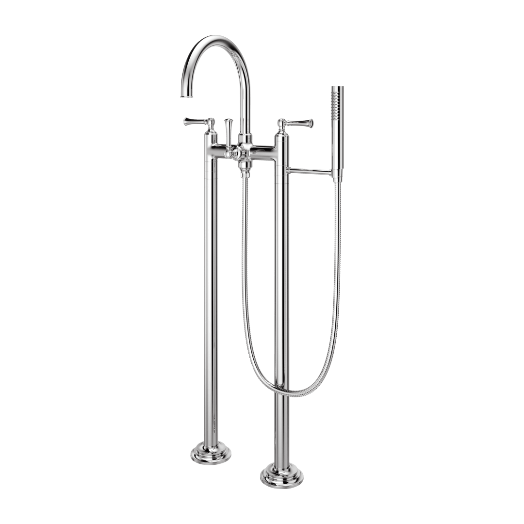 Tisbury Traditional 2-Handle Tub Filler with Hand Shower in Polished Chrome