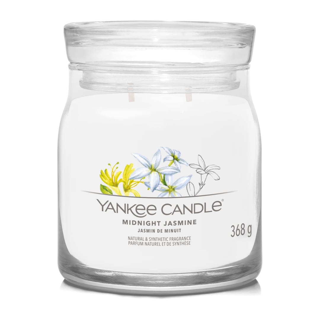 Yankee Candle® Signature Scented Candle | Midnight Jasmine Medium Jar Candle with Double Wicks | Soy Wax Blend Long Burning Candle