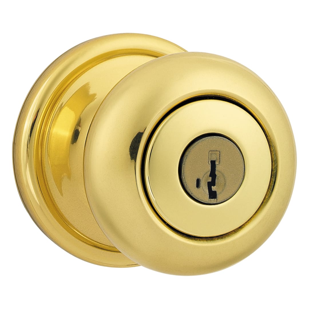 Hancock Keyed Entry Knob in Polished Brass featuring SmartKey Security