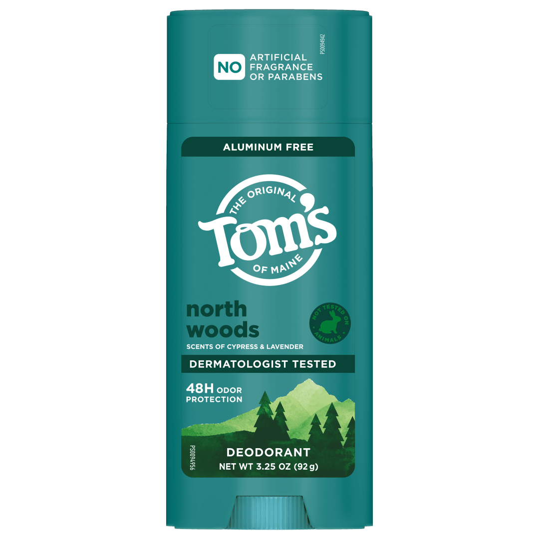 Tom’s of Maine North Woods Natural Deodorant for Men and Women, Aluminum Free, No Artificial Fragrances, Dyes, or Preservatives, Baking Soda Free, 48-Hour Odor Protection, 3.25 oz
