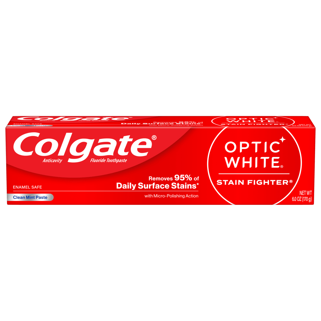 Colgate Optic White Stain Fighter Teeth Whitening Toothpaste, Clean Mint Paste