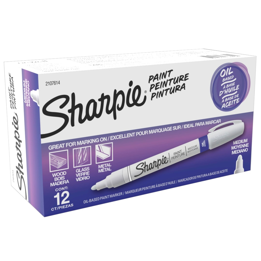 Sharpie® Oil-Based Paint Marker, Medium Point, White, 12 Count