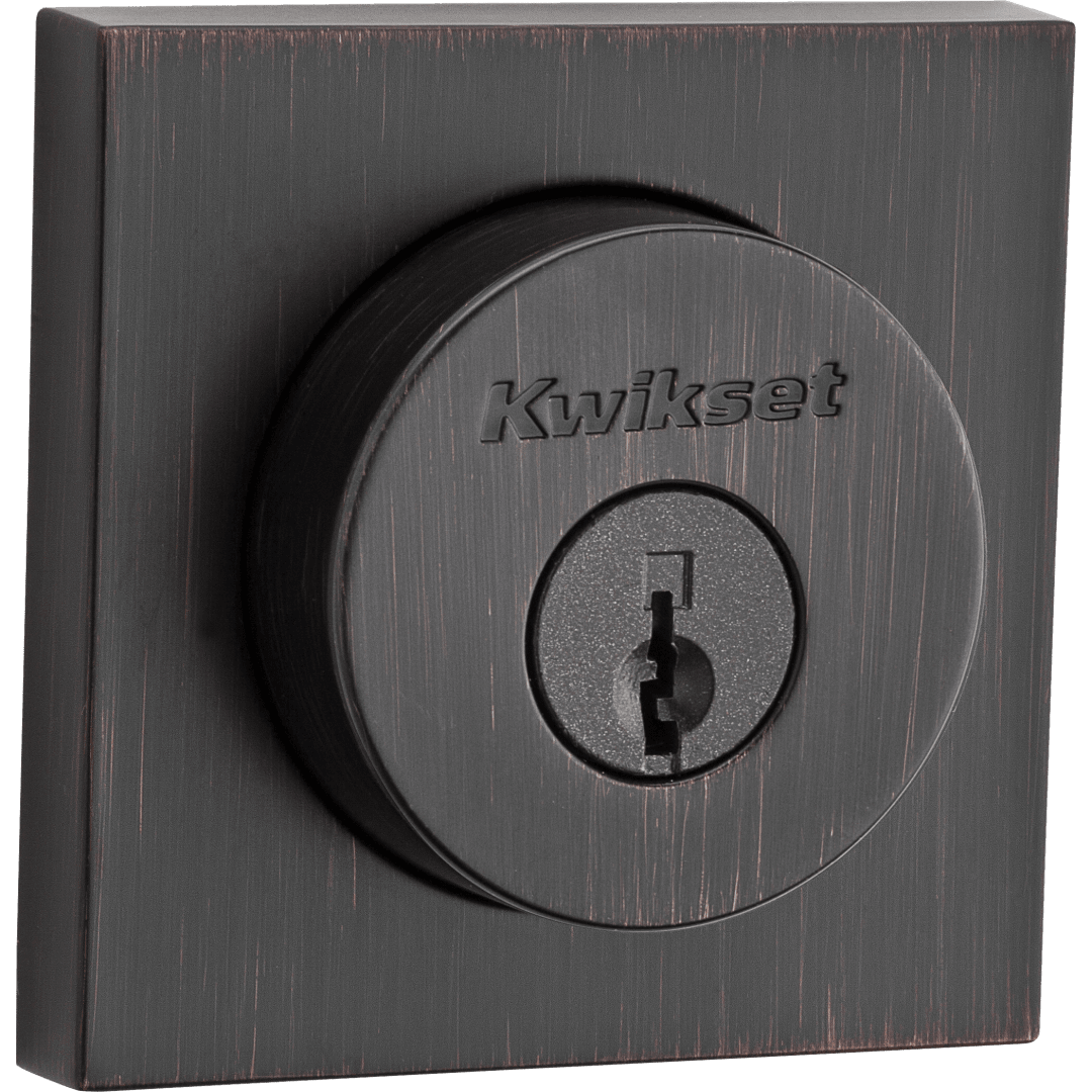 158 Square Deadbolt, Keyed One Side, in Venetian Bronze