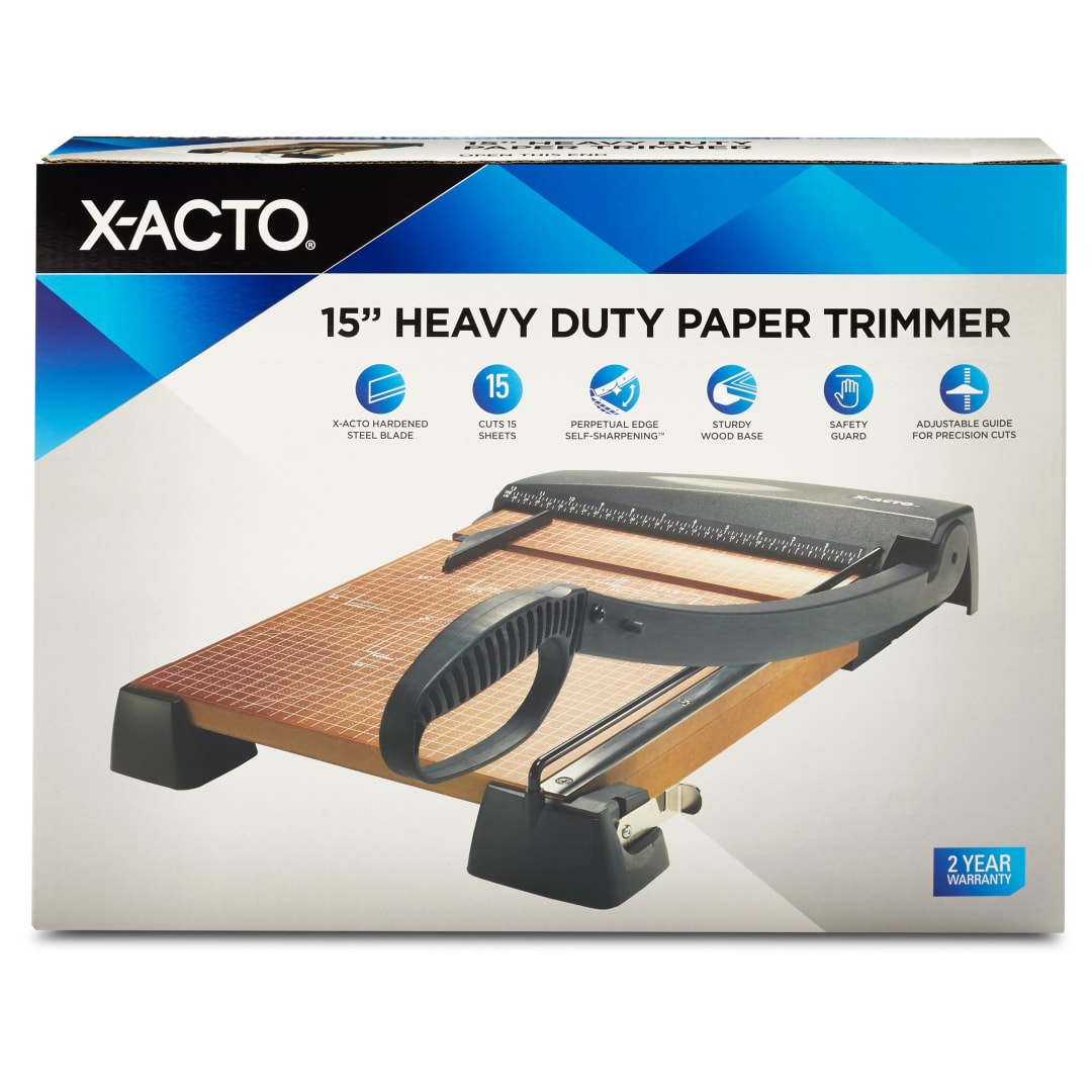 X-ACTO® Heavy-Duty Wood Guillotine Trimmer, 15 Sheet Capacity, 15" Cutting Surface