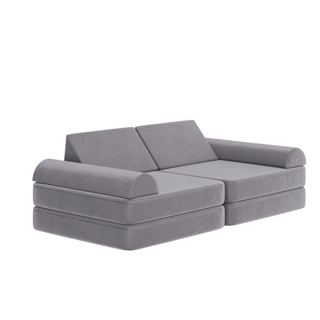 Marlowe 56" Modular Kids Play Couch with 6 Soft Foam Sectional Sofa Pieces in Gray