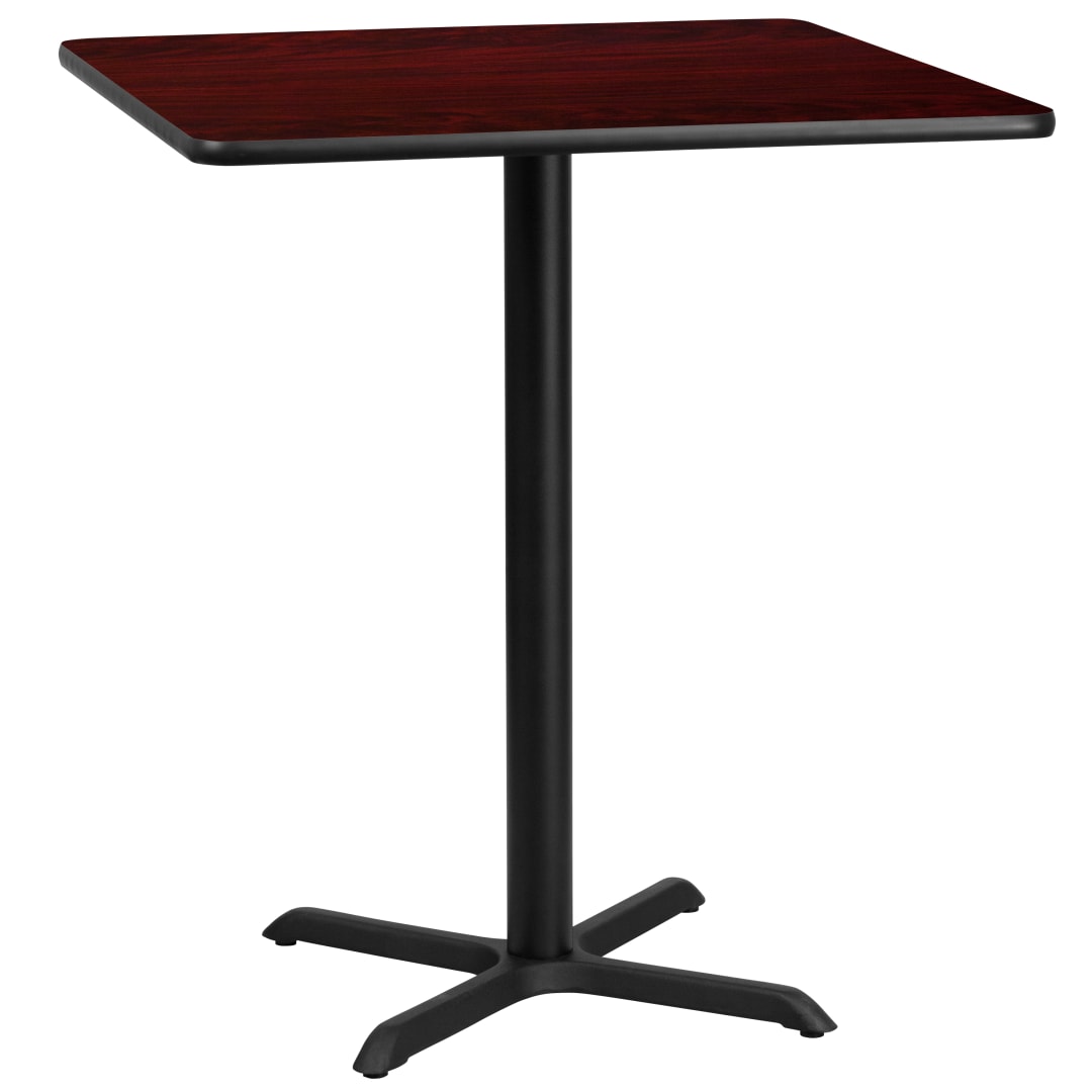 Stiles 36'' Square Mahogany Laminate Table Top with 30'' x 30'' Bar Height Table Base