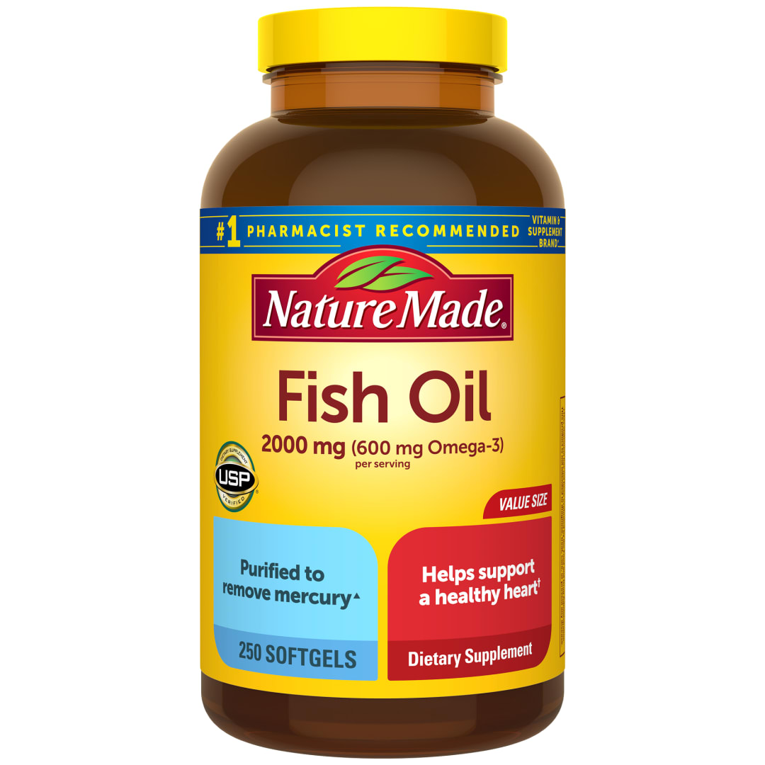 Nature Made Fish Oil Omega 3 Supplements 2000mg Per 2 Softgels, 250 Count