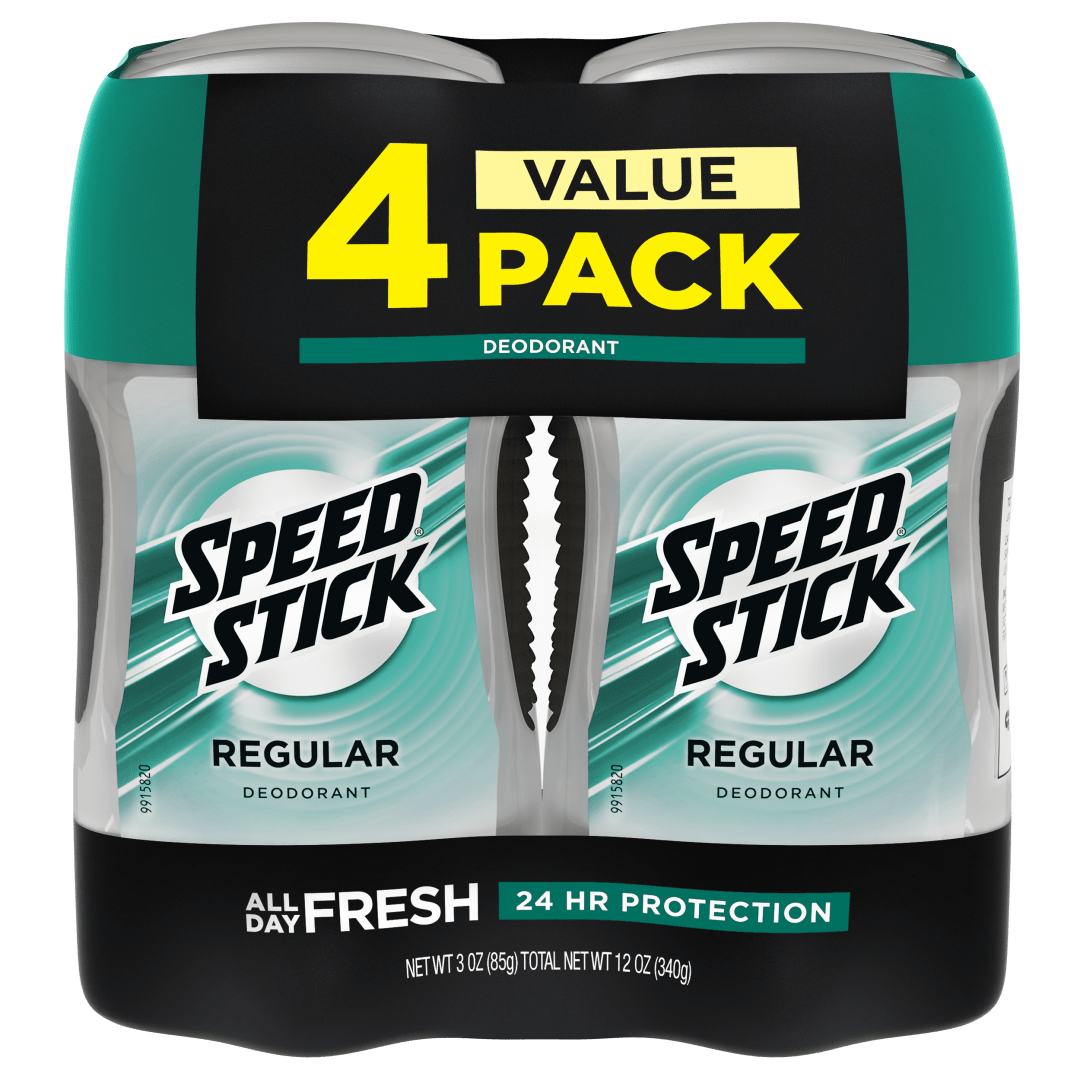 Speed Stick Deodorant for Men, Regular - 3 ounce (4 Pack)