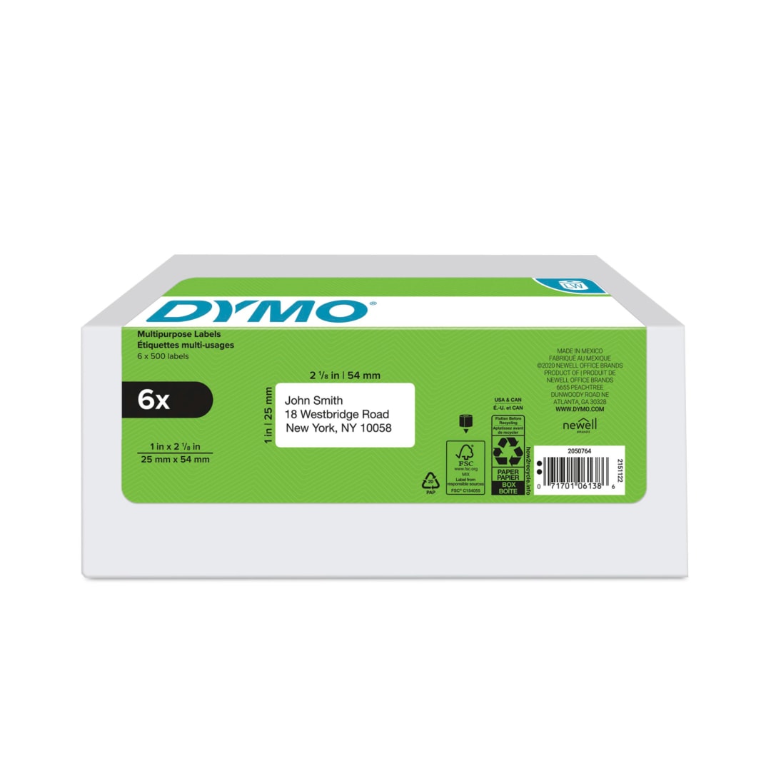 DY LW 1" X 2-1/8"WHT MULTI500CT6PK-6 RL