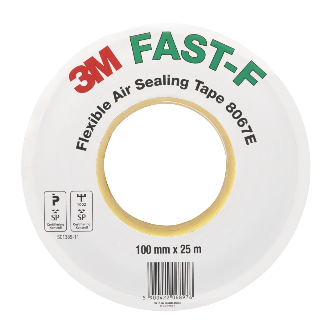 3M™ Flexible Air Sealing Tape 8067E - FAST F, Tan, 100 mm x 25 m, 0.25 mm, 50-50 Split