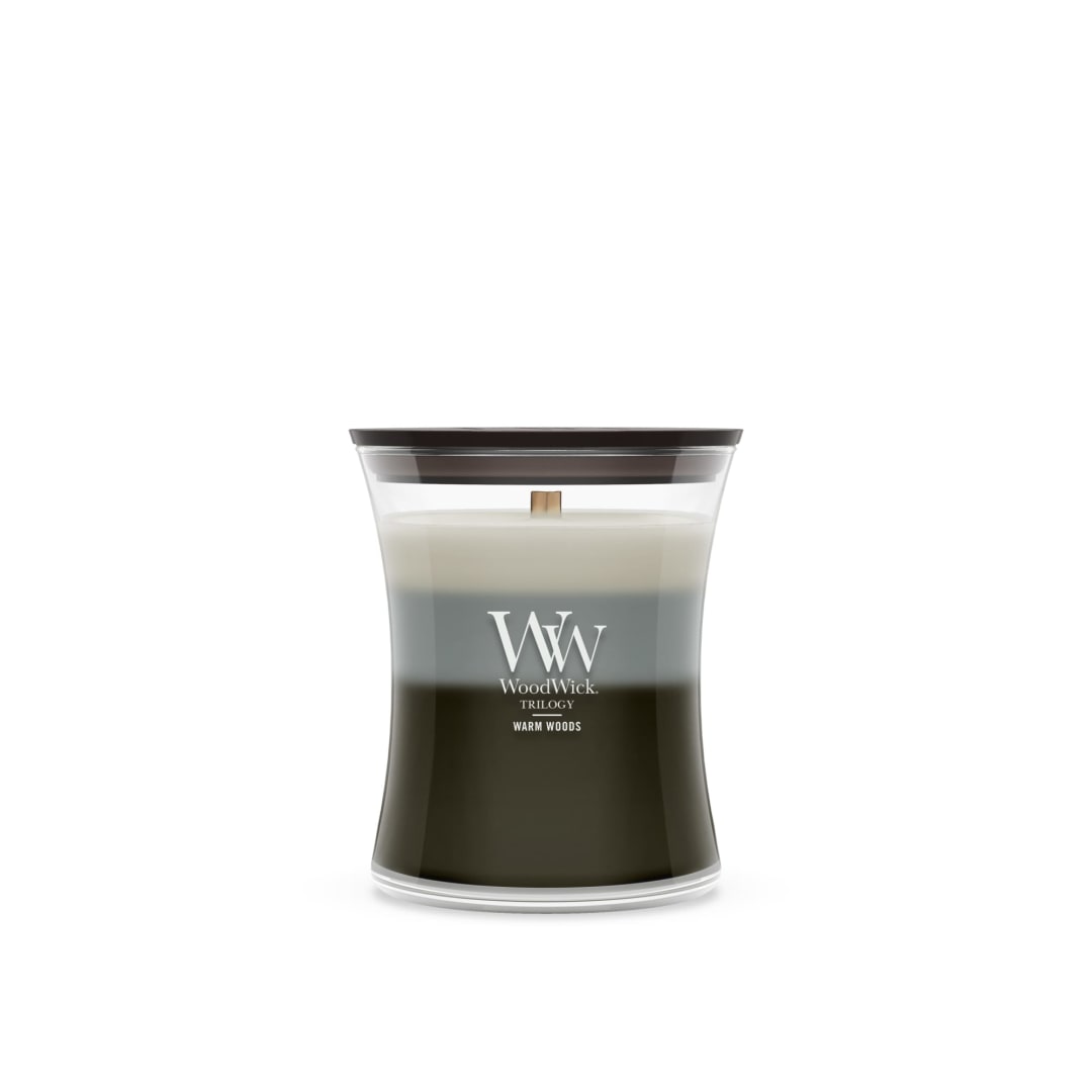 WoodWick Warm Woods Medium Hourglass Trilogy Candle