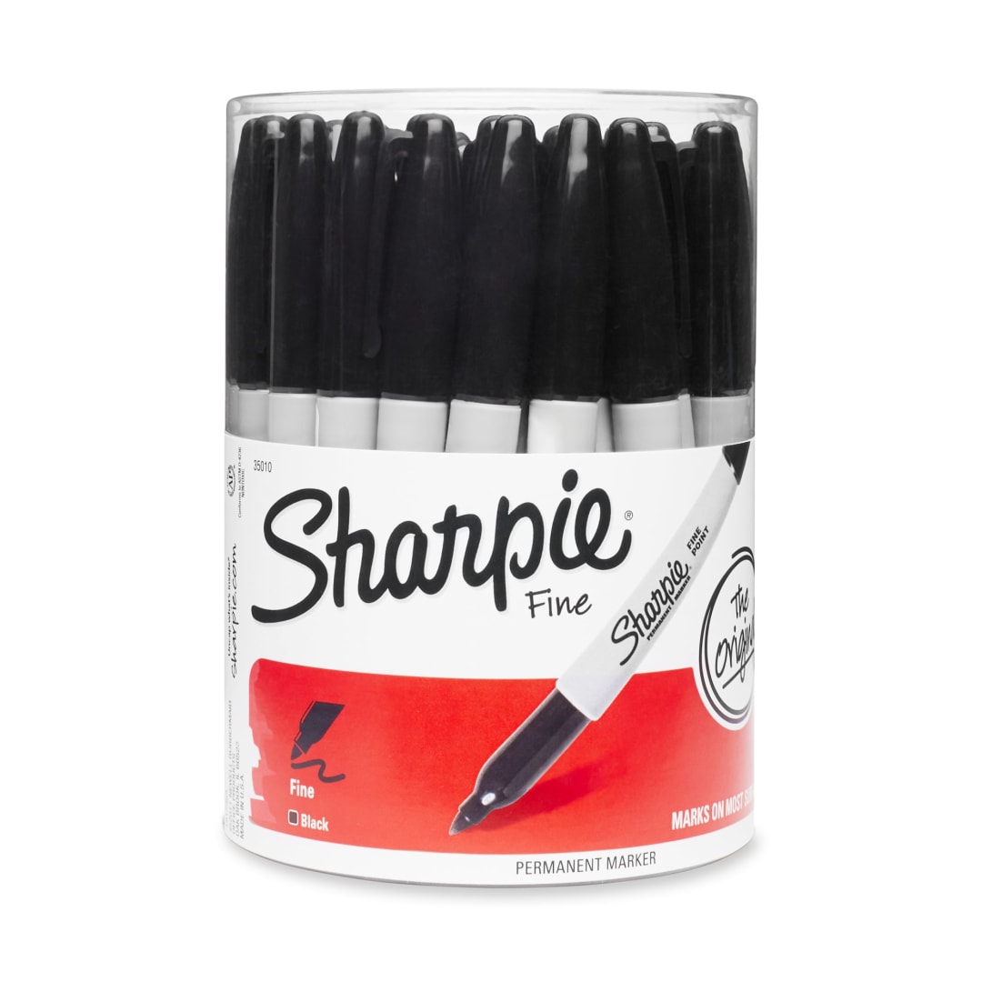 Sharpie® Permanent Markers, Fine Point Markers in Canister, Black, 36 Count