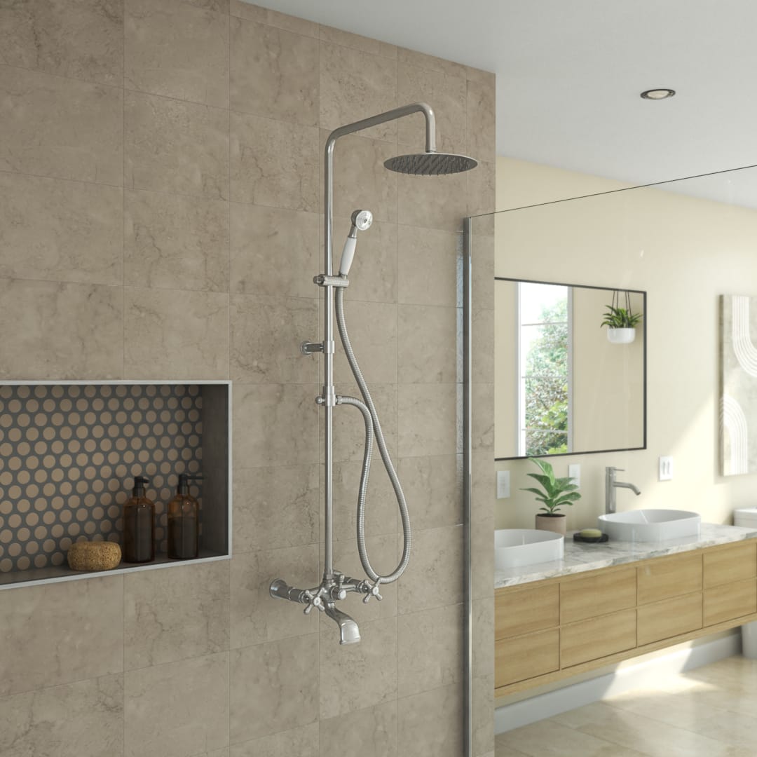 Abyss 8 x 21 1/4 Shower Faucet Set with Handshower, Brushed Nickel