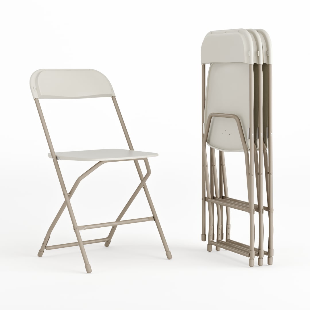 Hercules Series Plastic Folding Chair Beige - 4 Pack 650LB Weight Capacity Comfortable Event Chair-Lightweight Folding Chair